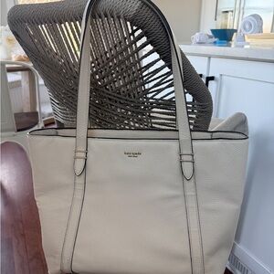 kate spade Pebbled Leather Tote in Light Cream